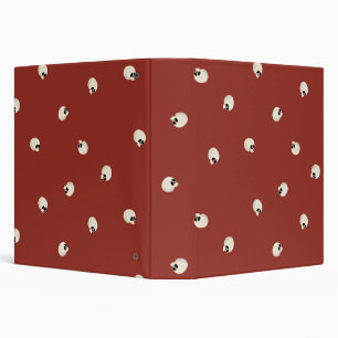 Random Cute Kawaii Skull Dots red Binder