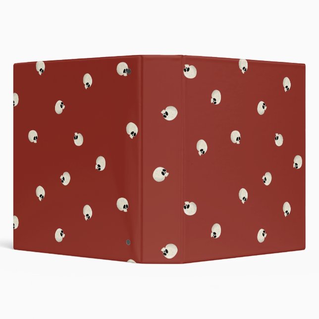 Random Cute Kawaii Skull Dots red Binder (Background)