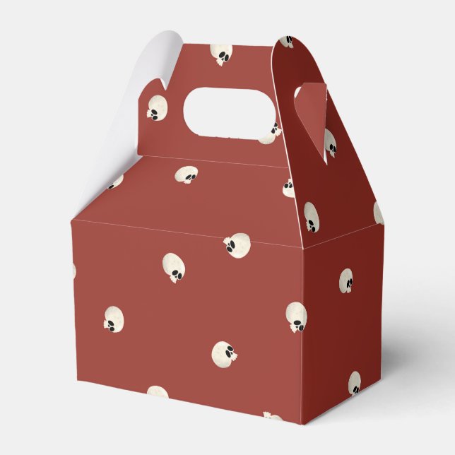Random Cute Kawaii Skull Dots red Favor Box (Front Side)