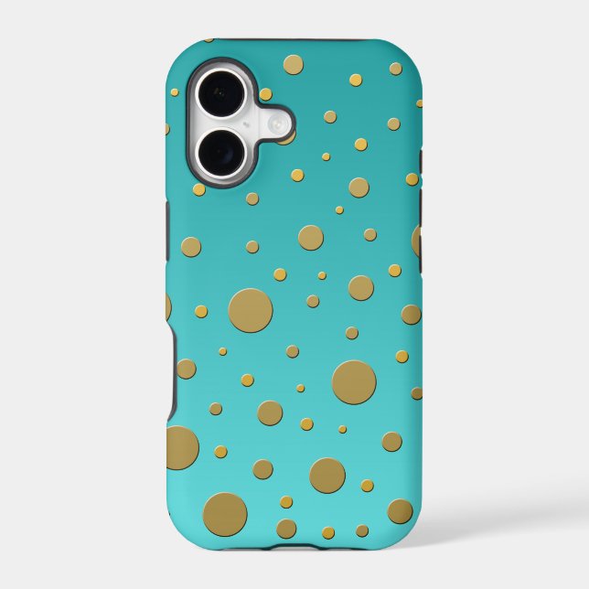 Random Gold Dots on Turquoise Modern Pattern (Back)