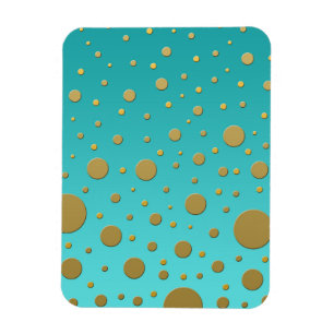 Random Gold Dots on Turquoise Modern Pattern Magnet