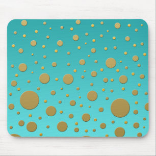 Random Gold Dots on Turquoise Modern Pattern Mouse Pad