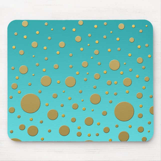 Random Gold Dots on Turquoise Modern Pattern Mouse Pad (Front)