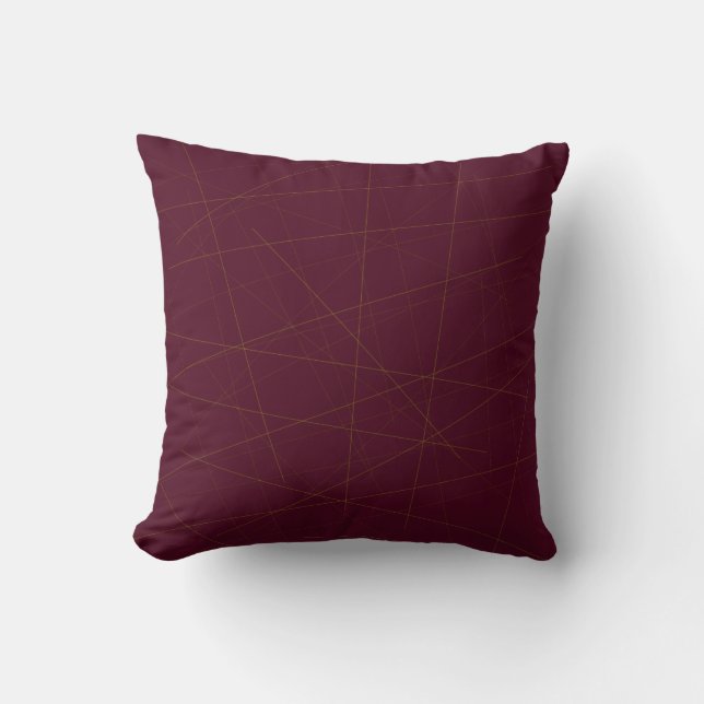 Random golden sticks on garnet burgundy throw pillow (Front)