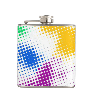 Random halftone colourful background hip flask