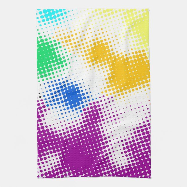 Random halftone colourful background kitchen towel (Vertical)