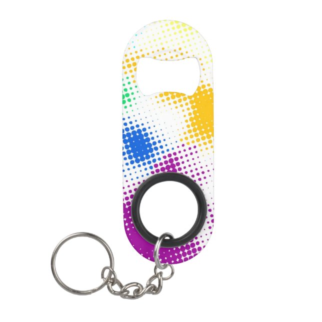 Random halftone colourful background mini bottle opener (Front)
