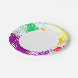 Random halftone colourful background paper plate