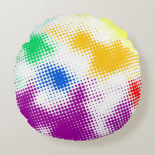 Random halftone colourful background round pillow
