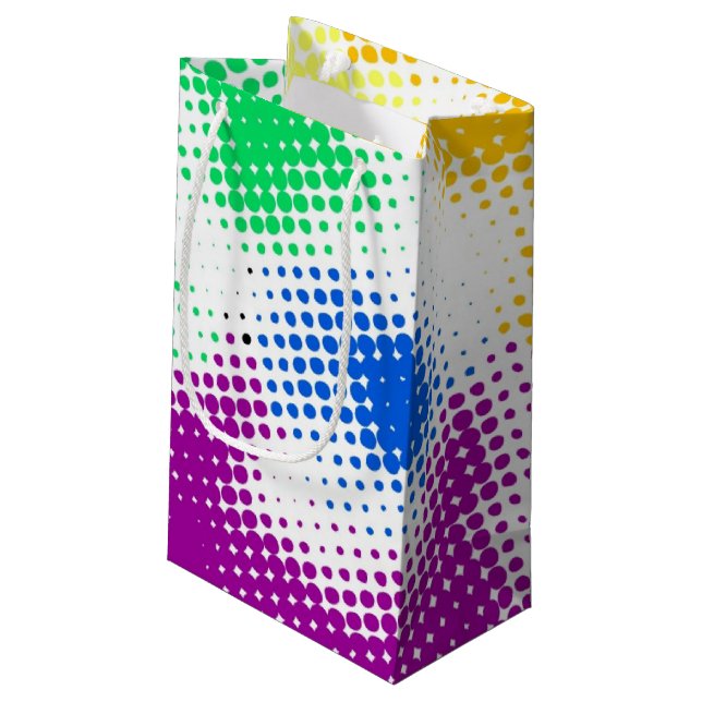 Random halftone colourful background small gift bag (Back Angled)