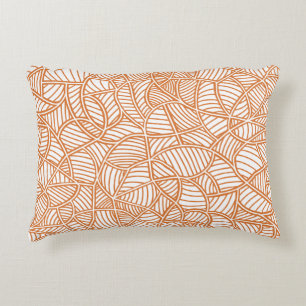 Random Leaf Mosaic Dark Orange Accent Pillow