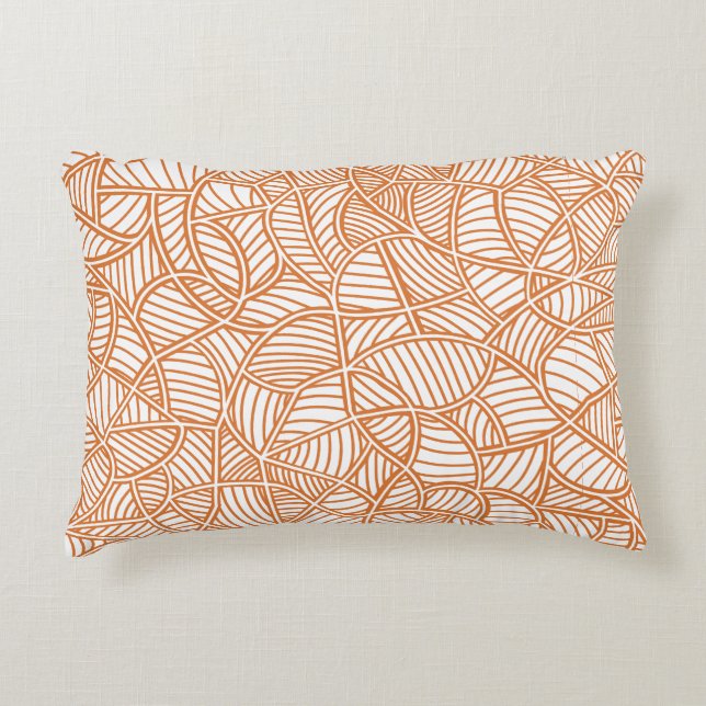 Random Leaf Mosaic Dark Orange Accent Pillow (Front)