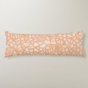 Random Leaf Mosaic Dark Orange Body Pillow