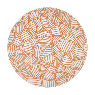 Random Leaf Mosaic Dark Orange Cutting Board