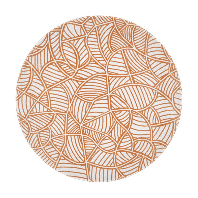 Random Leaf Mosaic Dark Orange Cutting Board (Front)