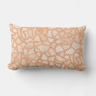 Random Leaf Mosaic Dark Orange Lumbar Pillow