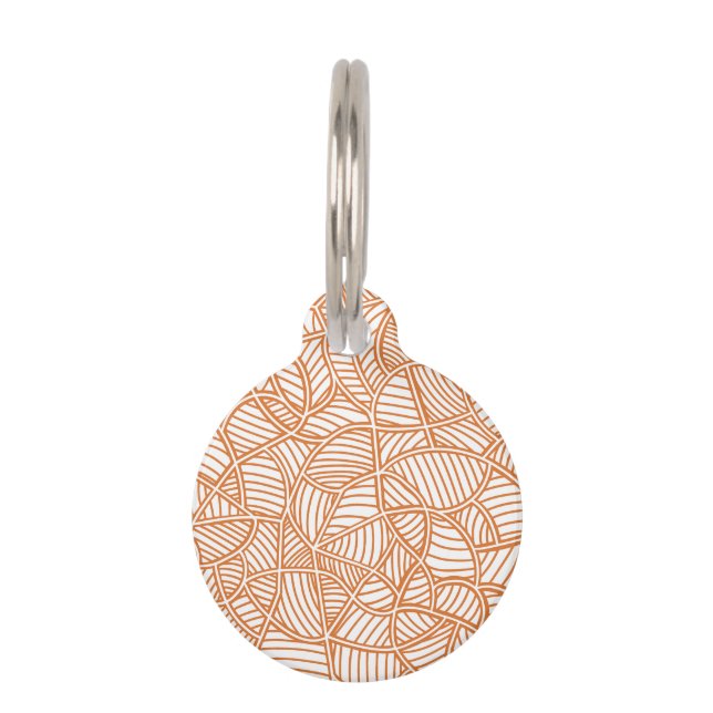 Random Leaf Mosaic Dark Orange Pet Tag (Front)