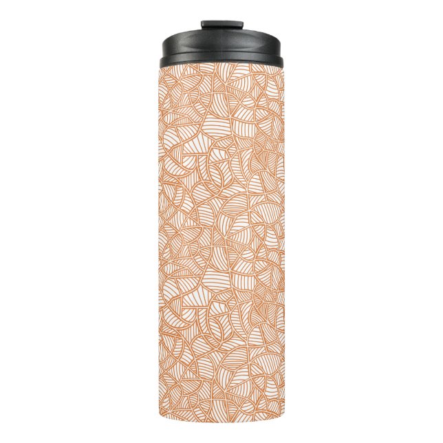 Random Leaf Mosaic Dark Orange Thermal Tumbler (Front)