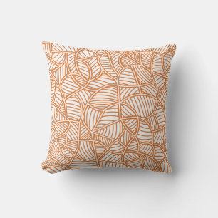 Random Leaf Mosaic Dark Orange Throw Pillow