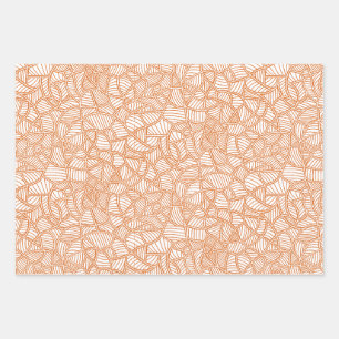 Random Leaf Mosaic Dark Orange Wrapping Paper Sheet