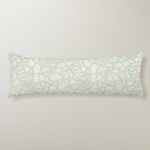 Random Leaf Mosaic Pale Green Body Pillow