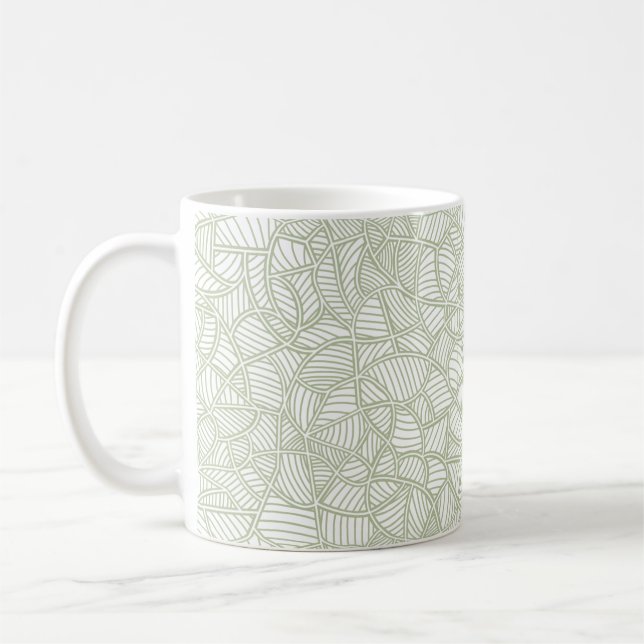 Random Leaf Mosaic Pale Green Coffee Mug (Left)