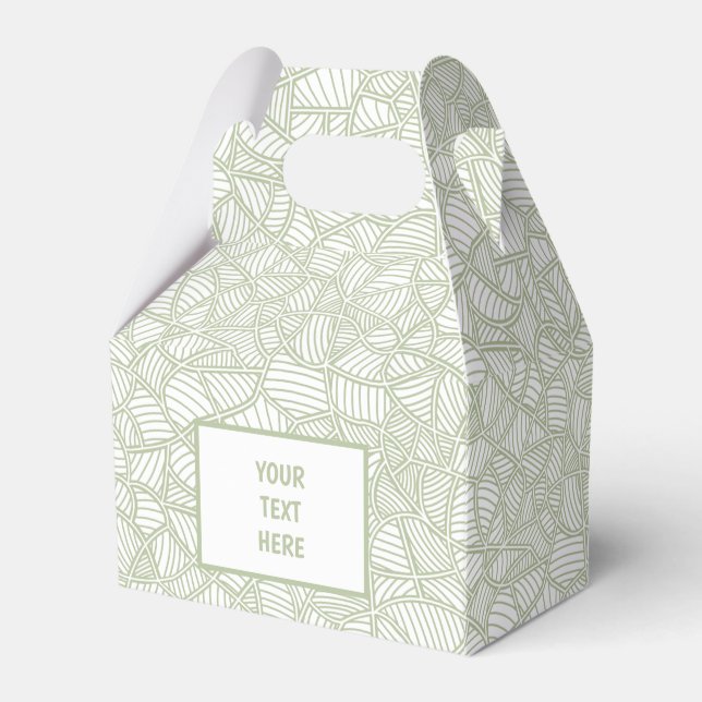 Random Leaf Mosaic Pale Green Favor Box (Front Side)