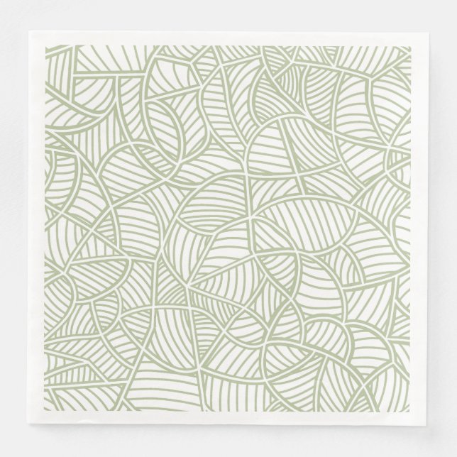 Random Leaf Mosaic Pale Green Napkin (Front)