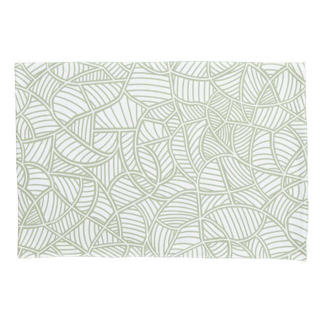 Random Leaf Mosaic Pale Green Pillowcase (Front-Left)