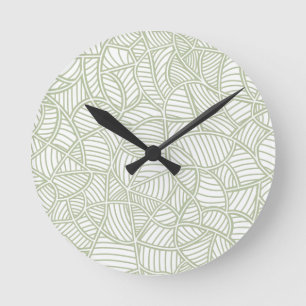 Random Leaf Mosaic Pale Green Round Clock