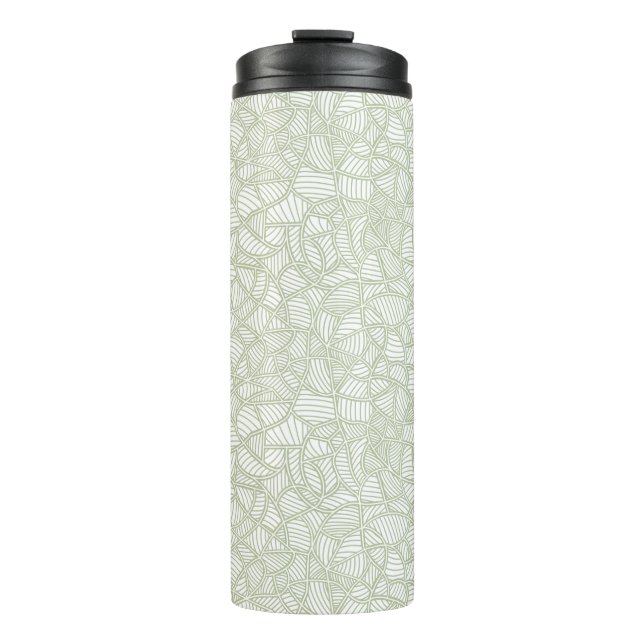 Random Leaf Mosaic Pale Green Thermal Tumbler (Front)