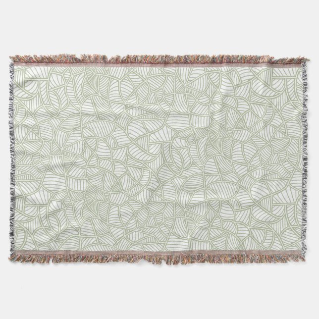 Random Leaf Mosaic Pale Green Throw Blanket (Front)