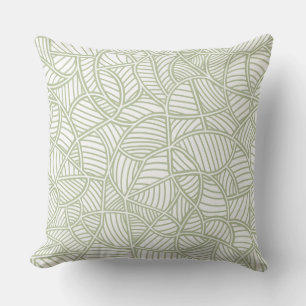 Random Leaf Mosaic Pale Green Throw Pillow
