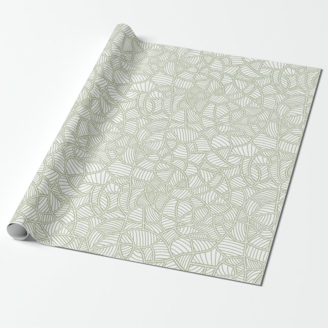 Random Leaf Mosaic Pale Green Wrapping Paper (Unrolled)