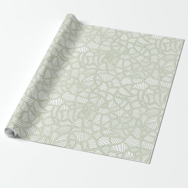 Random Leaf Mosaic Pale Green Wrapping Paper (Unrolled)