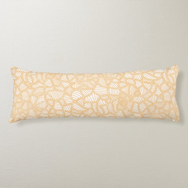 Random Leaf Mosaic Pale Orange Body Pillow (Front)