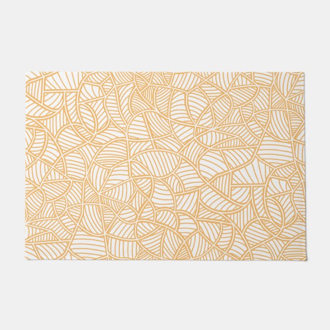 Random Leaf Mosaic Pale Orange Doormat (Front)