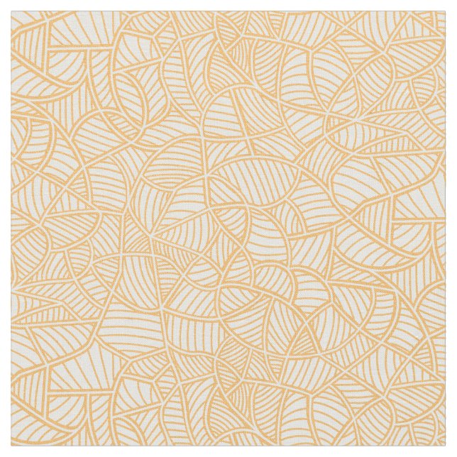 Random Leaf Mosaic Pale Orange Fabric (Close Up)