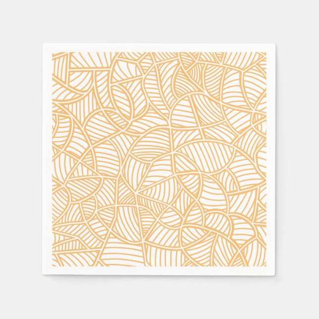 Random Leaf Mosaic Pale Orange Napkin (Front)