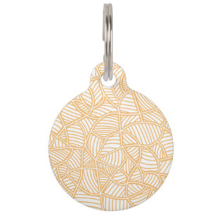 Random Leaf Mosaic Pale Orange Pet Tag