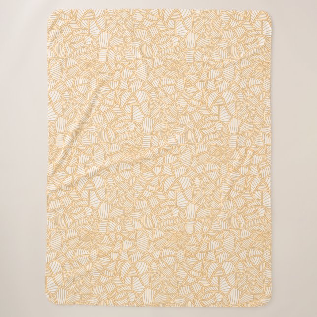 Random Leaf Mosaic Pale Orange Sherpa Blanket (Front)