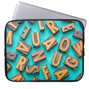 random letters overhead background - vintage lette laptop sleeve