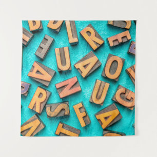 random letters overhead background - vintage lette tapestry