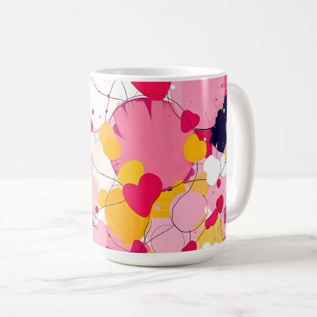 "Random Love Thoughts" - Colourful Abstract Coffee Mug (Front Right)