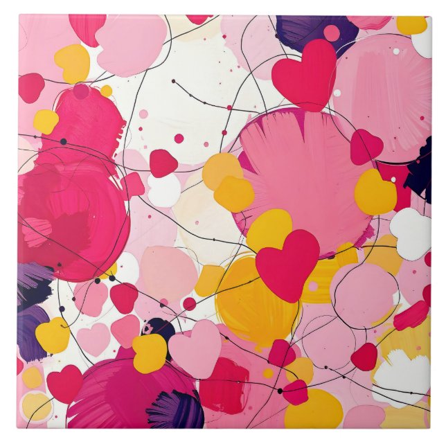 "Random Love Thoughts" - Colourful Abstract Tile (Front)