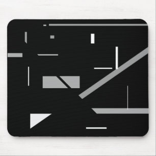 Random Mostly Grey on Black Geometric Abstract Mouse Pad