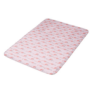 Random Pink Flamingo Bird Pattern Bath Mat