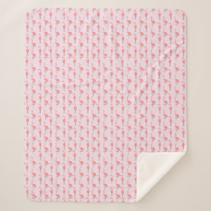 Random Pink Flamingo Bird Pattern Sherpa Blanket