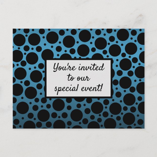 Random Polka Dots Peacock Blue Postcard Invitation (Front)