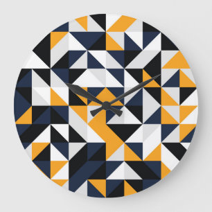 Random quarter circles: colourful pattern. large clock